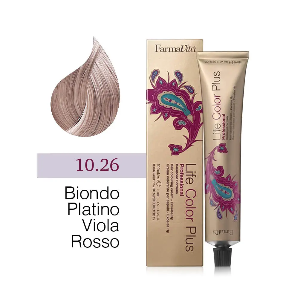 FarmaVita – Life Color Plus Professional – Crema Colorante per Capelli – 10.26 Biondo Platino Viola Intenso – 100 ml - immagine 2